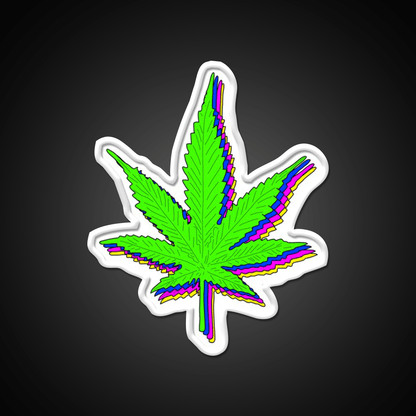 Trippy Weed Leaf Hemp Inspired Green Leaf Led Neon Sign Rgb Color - Shineneon