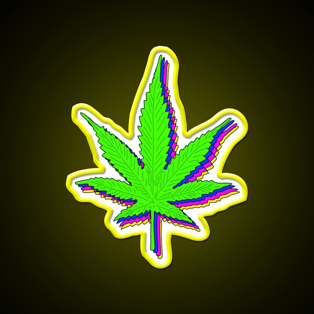 Trippy Weed Leaf Hemp Inspired Green Leaf Led Neon Sign Rgb Color - Shineneon