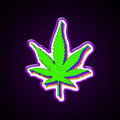 Trippy Weed Leaf Hemp Inspired Green Leaf Led Neon Sign Rgb Color - Shineneon
