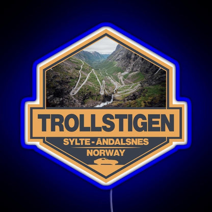 Trollstigen Norway Travel Art Badge Rgb Neon Sign - Shineneon