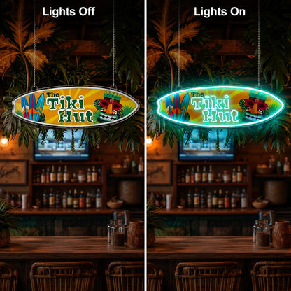 Tropical Bar Hanging Neon Sign LED Neon Sign day and night comparison