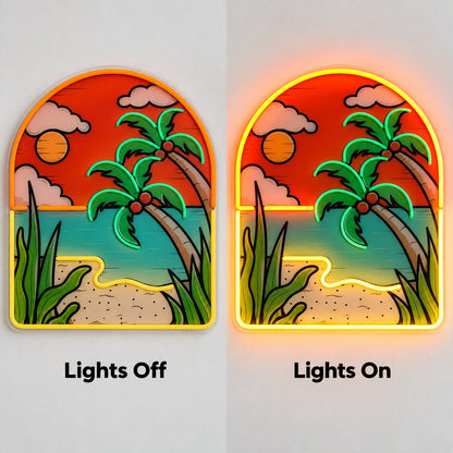 Tropical Beach Sunset LED Neon Sign - Shineneon