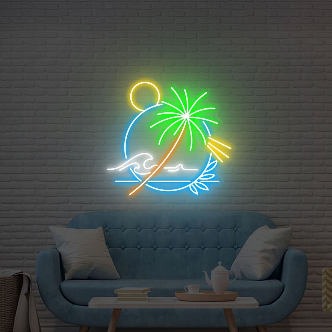 Tropical Beach With Palm Tree Led Sign Business Neon Sign - Shineneon