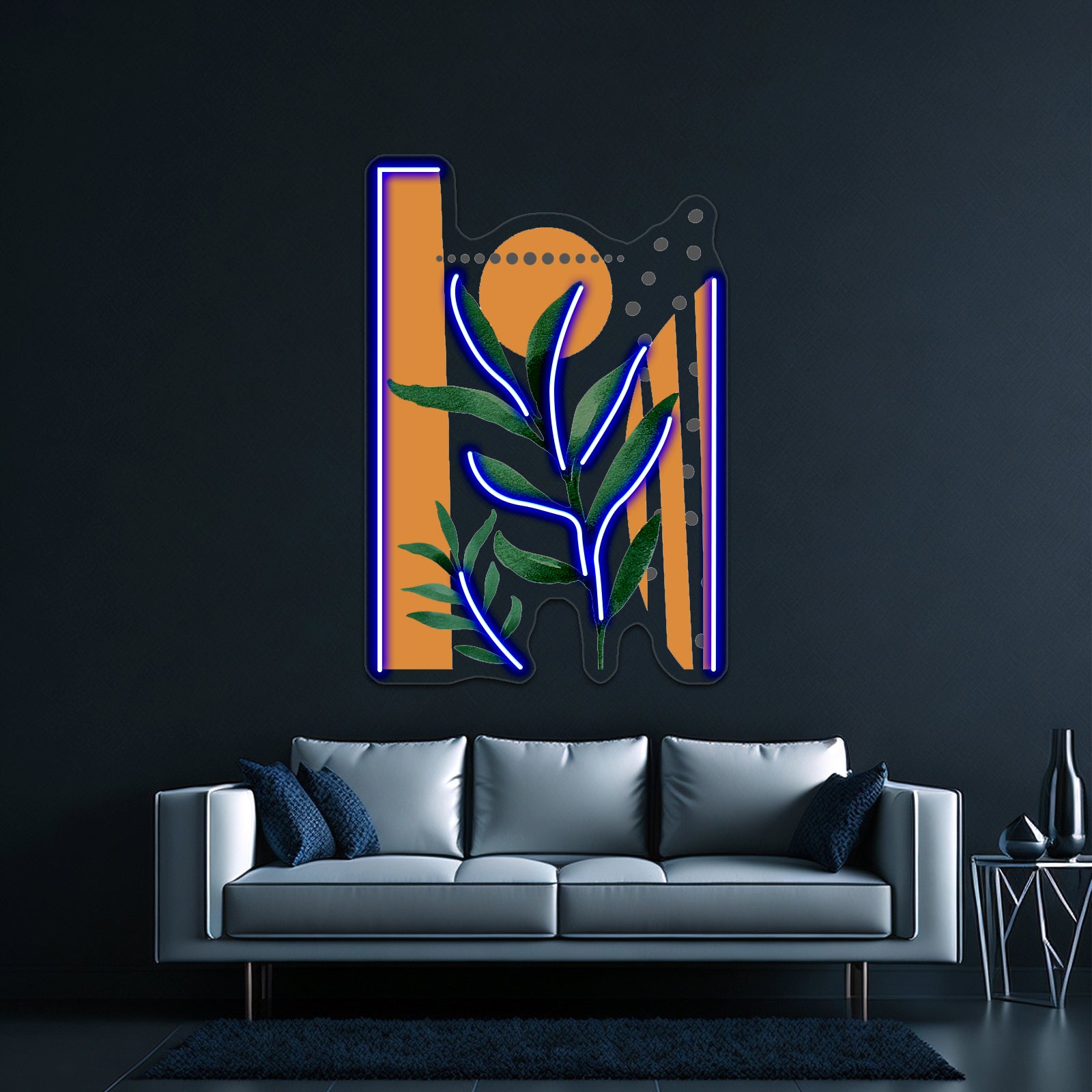 Tropical Boho Geometry Art Orange Faded Sun Wall Artwork Neon Signs | Shineneon