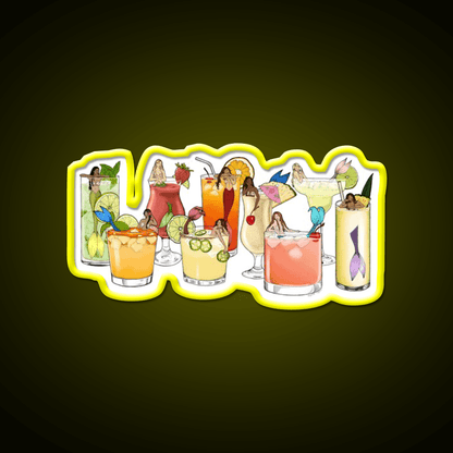 Tropical Cocktail Mermaid Illustrations Cocktail Bar Decor Led Neon Sign Rgb Color - Shineneon