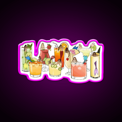 Tropical Cocktail Mermaid Illustrations Cocktail Bar Decor Led Neon Sign Rgb Color - Shineneon