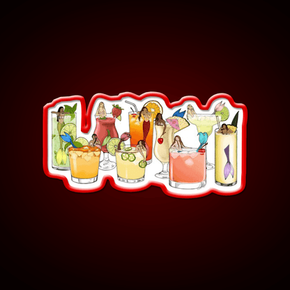 Tropical Cocktail Mermaid Illustrations Cocktail Bar Decor Led Neon Sign Rgb Color - Shineneon