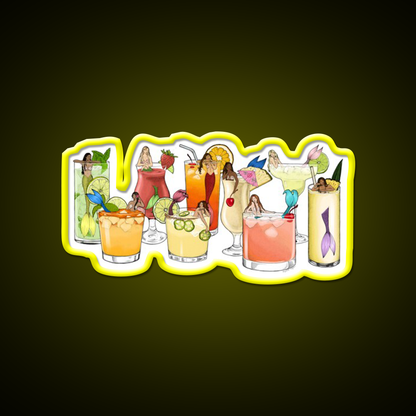 Tropical Cocktail Mermaid Illustrations Cocktail Bar Decor Led Neon Sign Rgb Color - LED neon sign view 7