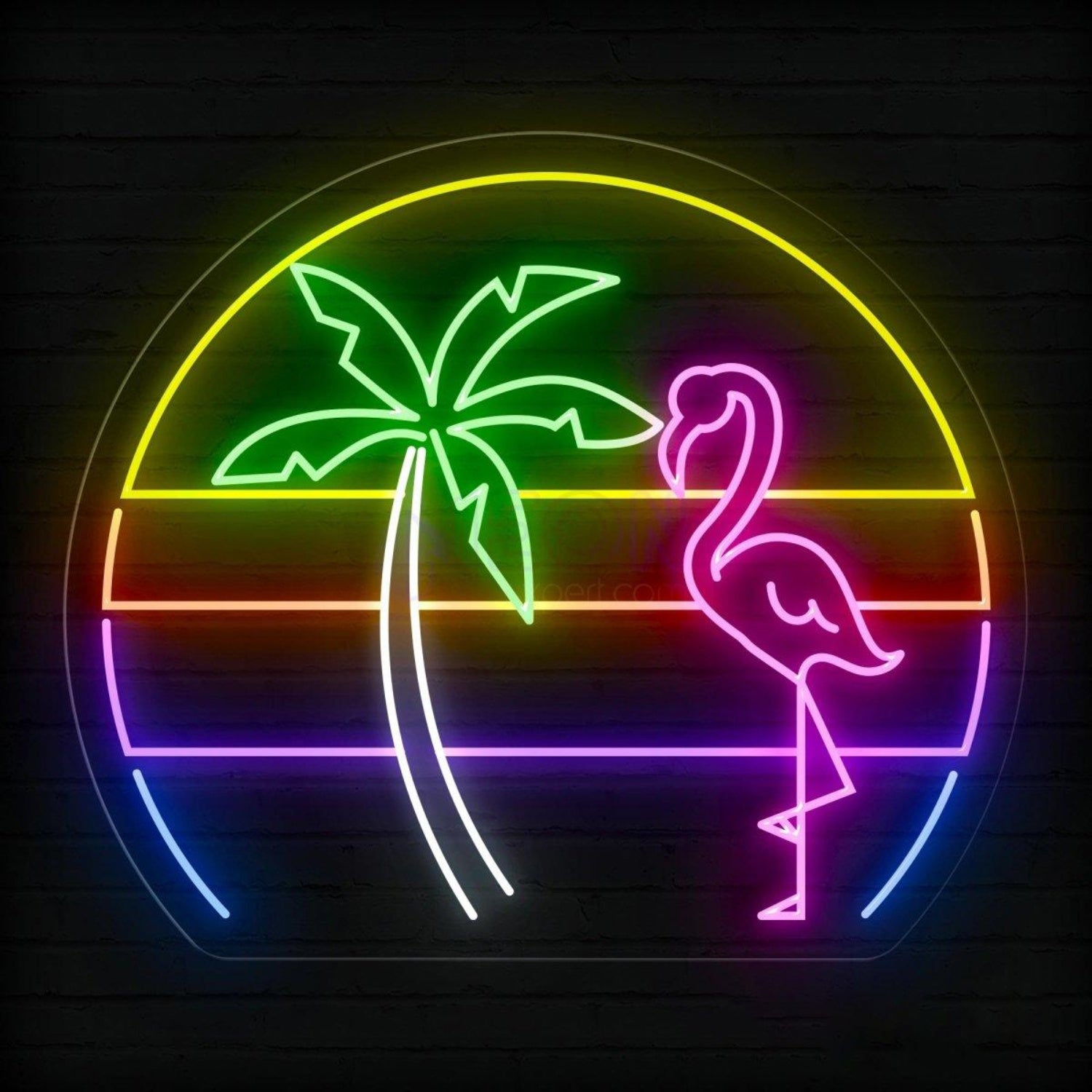 Tropical Flamingo Palm Tree Led Neon Sign For Indoor Wall Decor Home Bar Cafe | Shineneon