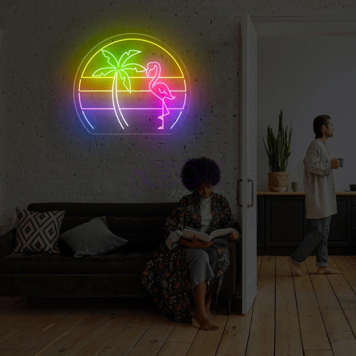 Tropical Flamingo Palm Tree Led Neon Sign For Indoor Wall Decor Home Bar Cafe | Shineneon