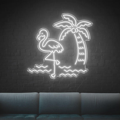 Tropical Flamingo Palm Wave Bright Green Led Neon Sign For Home Decor Cafe Lounge | Shineneon