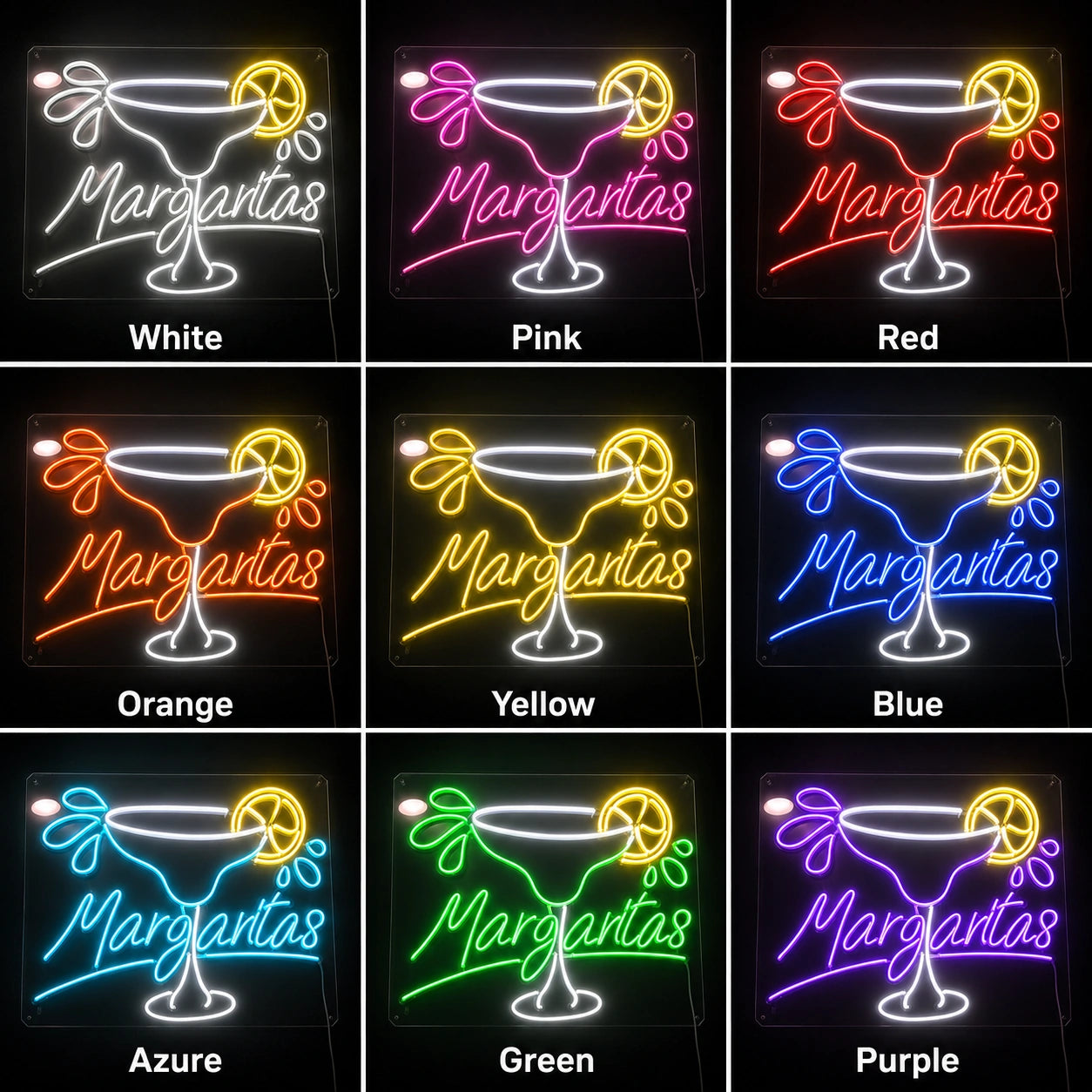 Tropical Margarita Glass Neon Sign LED Neon Sign color grid