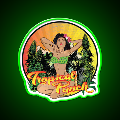 Tropical Punch Strain Art Hemp Inspired Green Leaf Led Neon Sign Rgb Color - LED neon sign view 8