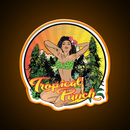 Tropical Punch Strain Art Hemp Inspired Green Leaf Led Neon Sign Rgb Color - LED neon sign view 6