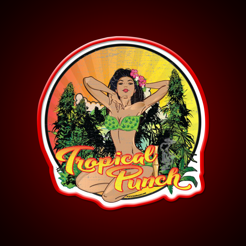 Tropical Punch Strain Art Hemp Inspired Green Leaf Led Neon Sign Rgb Color - LED neon sign view 10
