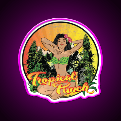 Tropical Punch Strain Art Hemp Inspired Green Leaf Led Neon Sign Rgb Color - Shineneon