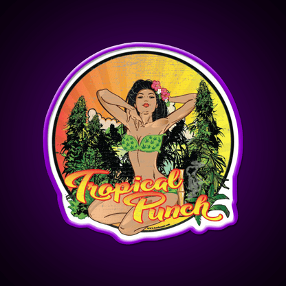 Tropical Punch Strain Art Hemp Inspired Green Leaf Led Neon Sign Rgb Color - Shineneon
