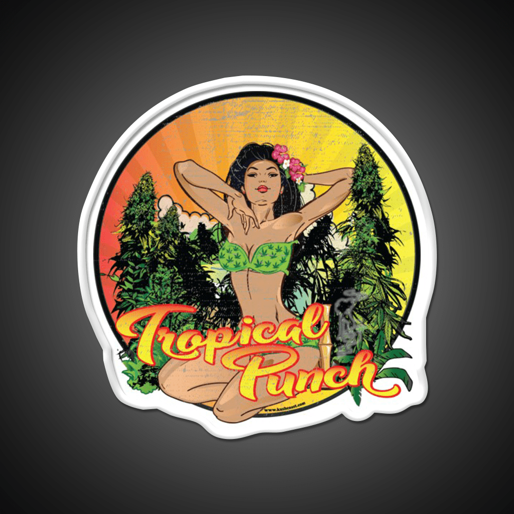 Tropical Punch Strain Art Hemp Inspired Green Leaf Led Neon Sign Rgb Color - Shineneon