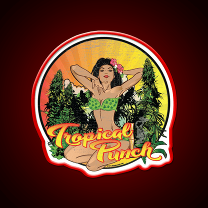 Tropical Punch Strain Art Hemp Inspired Green Leaf Led Neon Sign Rgb Color - Shineneon