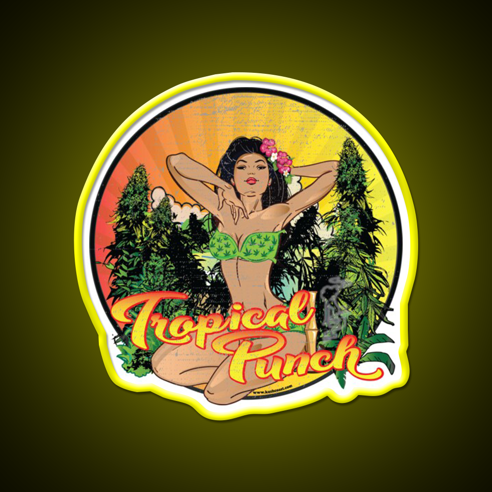 Tropical Punch Strain Art Hemp Inspired Green Leaf Led Neon Sign Rgb Color - LED neon sign view 7