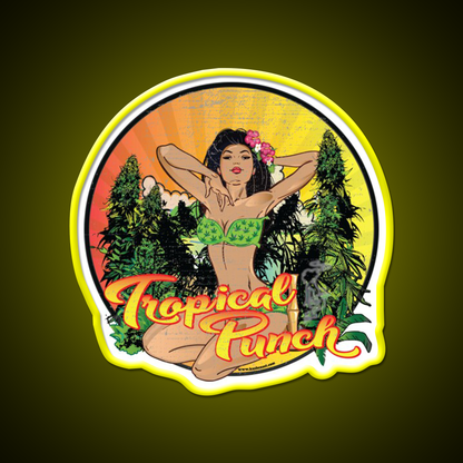 Tropical Punch Strain Art Hemp Inspired Green Leaf Led Neon Sign Rgb Color - LED neon sign view 7