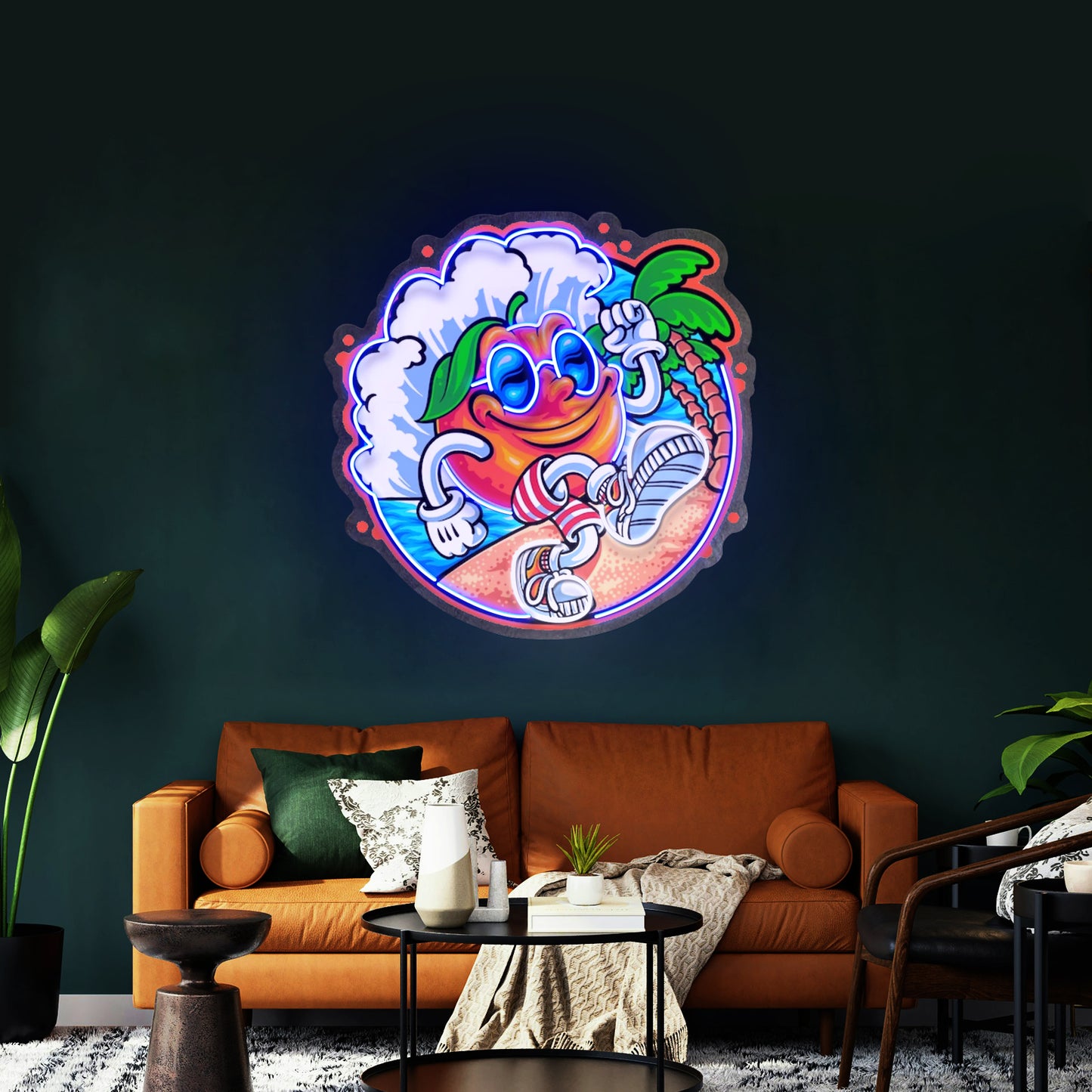 Tropical Sunrise Orange Cartoon Led Neon Sign Light Custom Led Signs