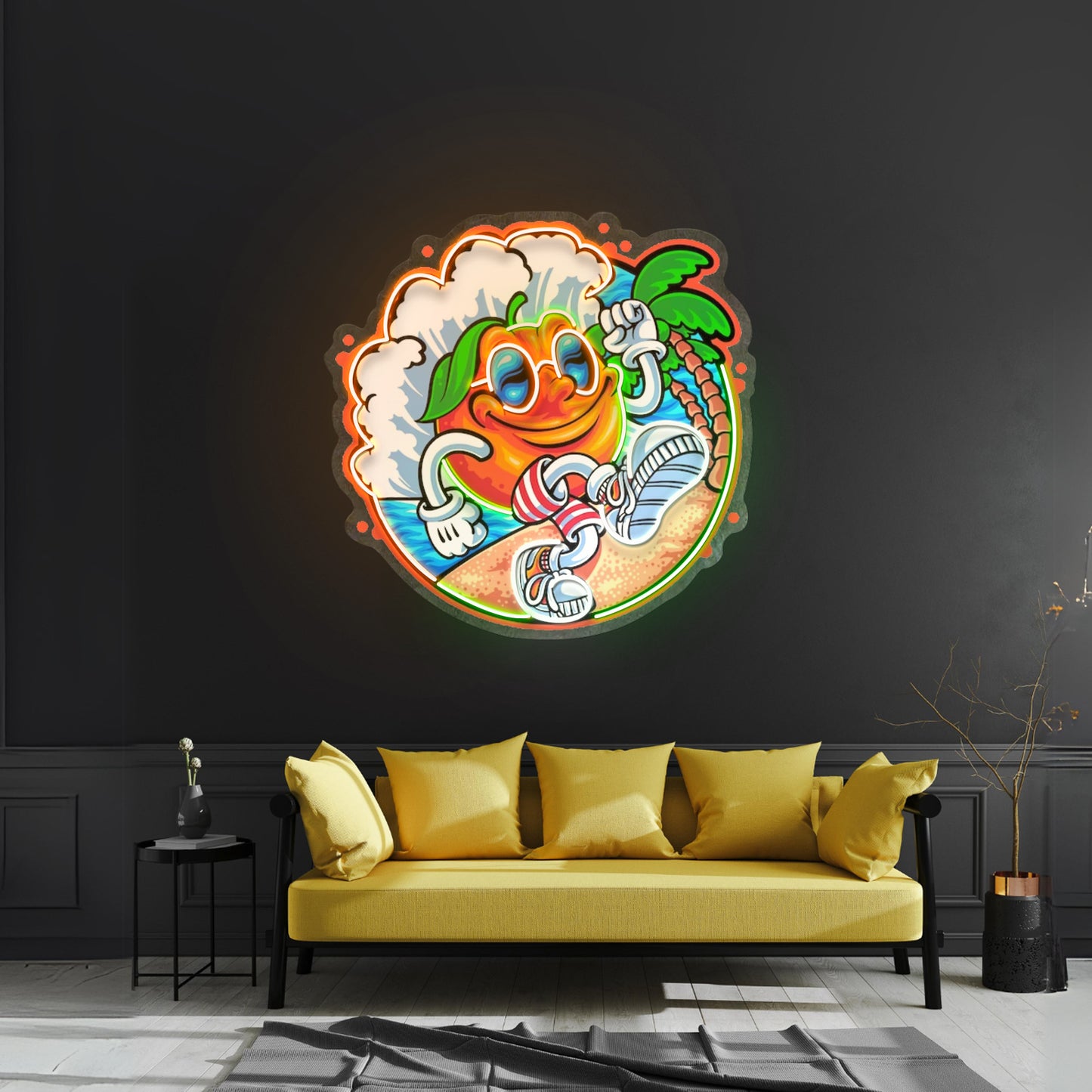 Tropical Sunrise Orange Cartoon Led Neon Sign Light Custom Led Signs