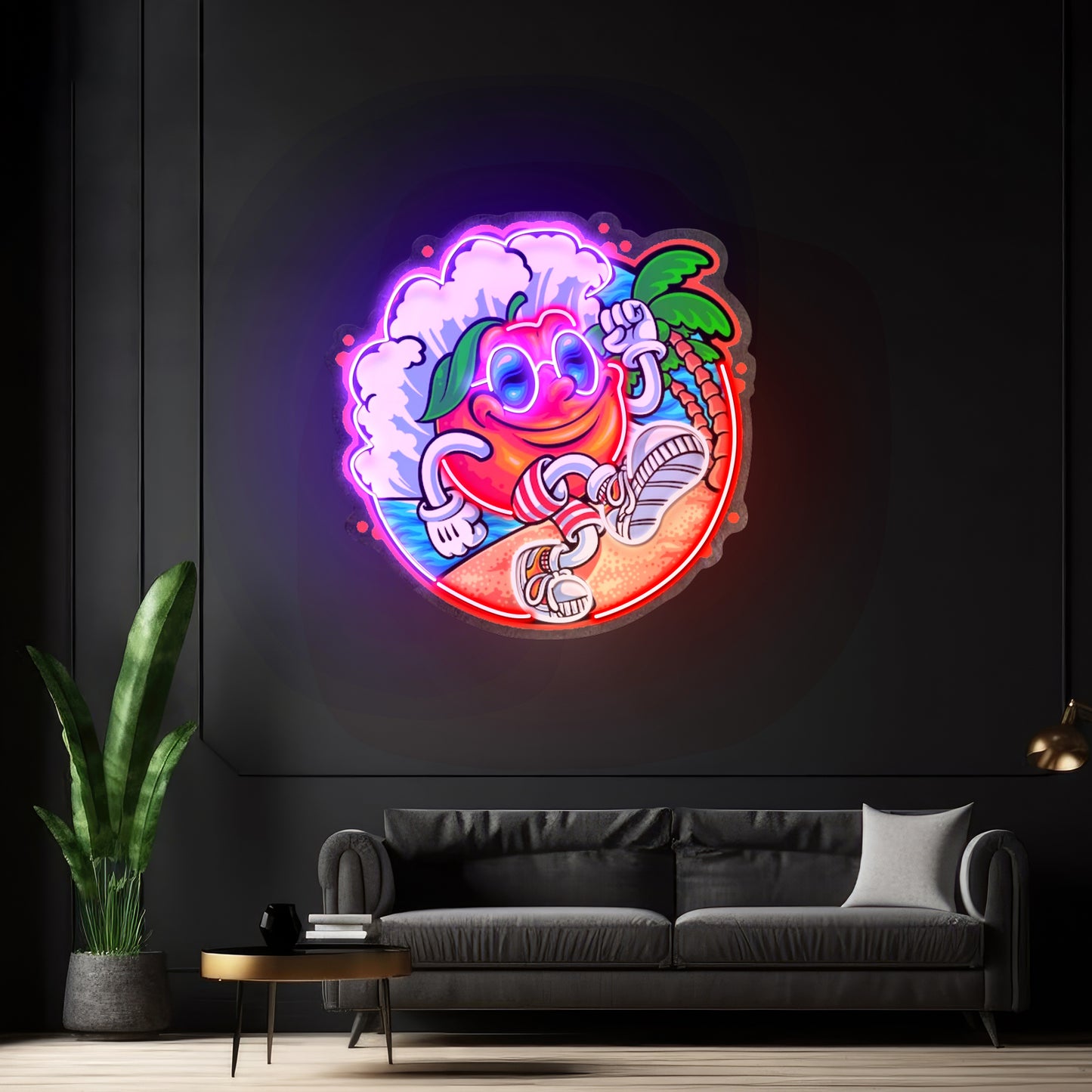 Tropical Sunrise Orange Cartoon Led Neon Sign Light Custom Led Signs