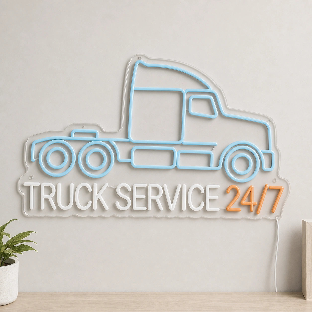 Truck Service 24 7 LED Neon Sign size image