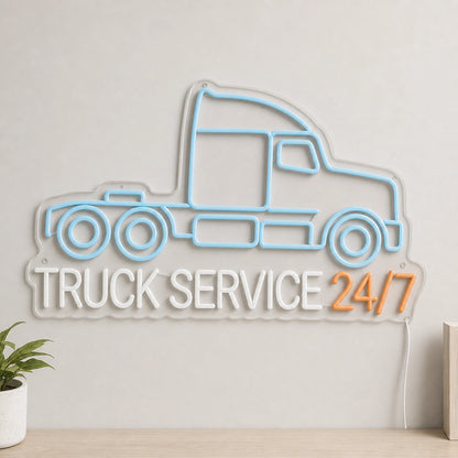 Truck Service 24 7 LED Neon Sign size image