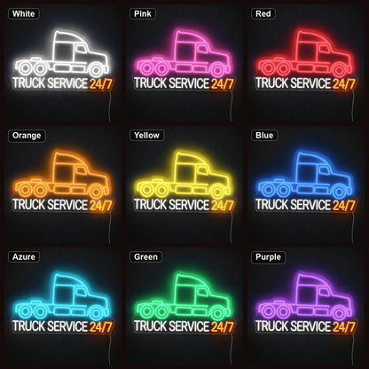 Truck Service 24 7 LED Neon Sign color grid