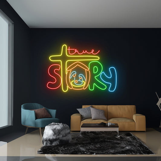 True Story Nativity Scene Neon Sign Jesus Christ Neon Light