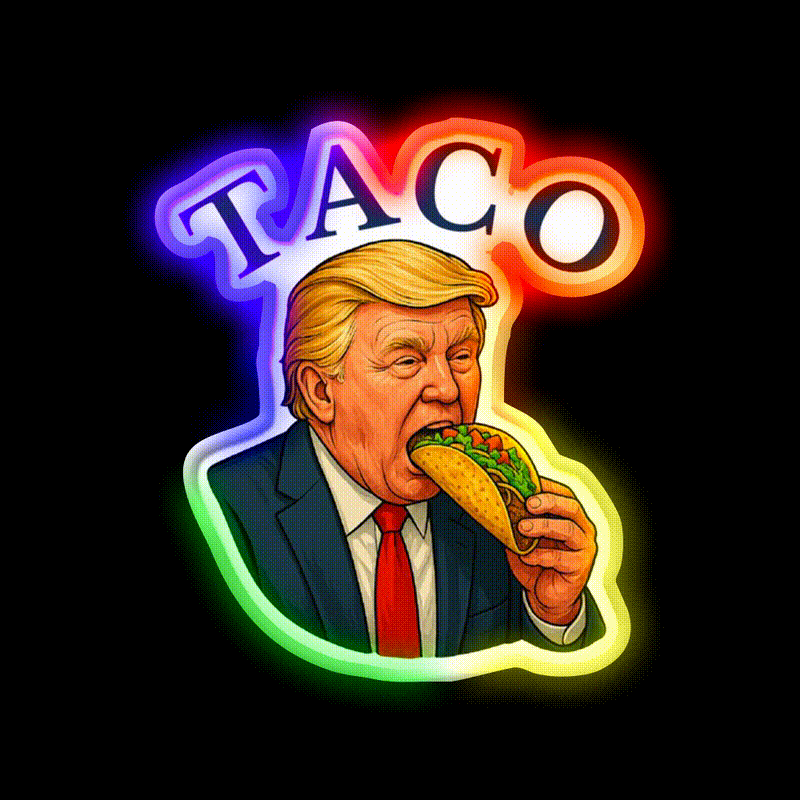 Trump Always Chickens Out Funny Political Taco Led Neon Sign Rgb Color - LED neon sign close-up detail