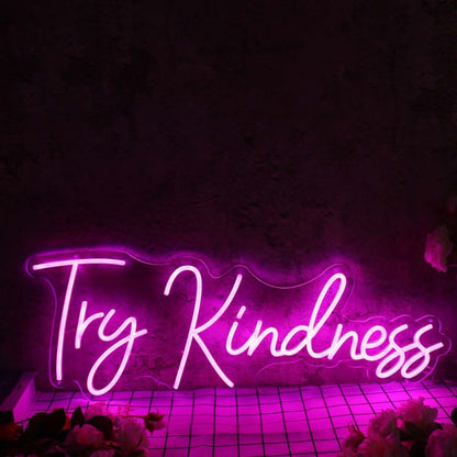 Try Kindness Purple Led Neon Sign - Shineneon