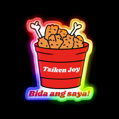 Tsiken Joy Bida Ang Saya Fast Food Led Neon Sign For Burger Place Rgb Color