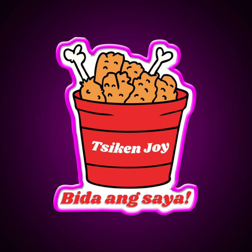 Tsiken Joy Bida Ang Saya Fast Food Led Neon Sign For Burger Place Rgb Color - Shineneon