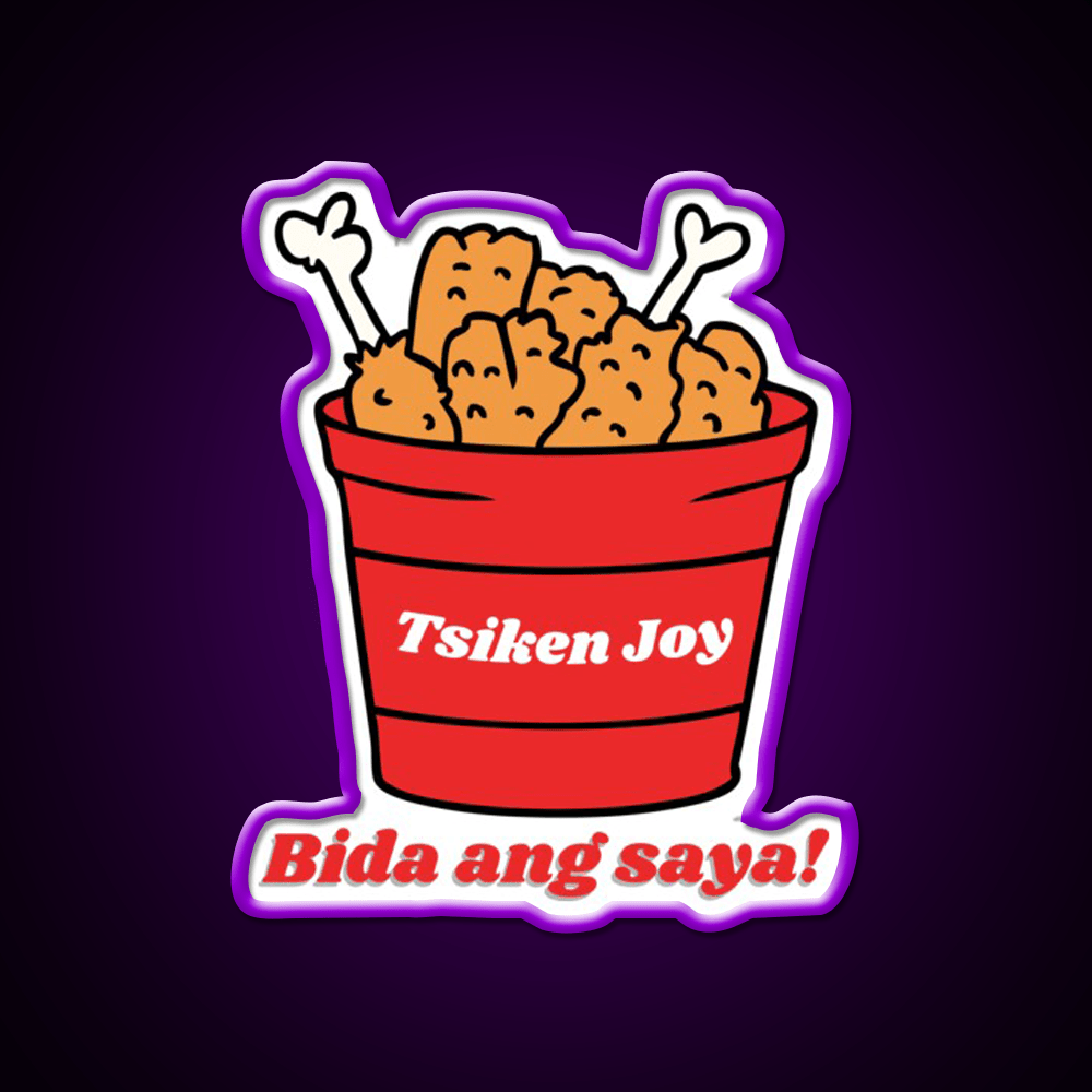 Tsiken Joy Bida Ang Saya Fast Food Led Neon Sign For Burger Place Rgb Color - Shineneon