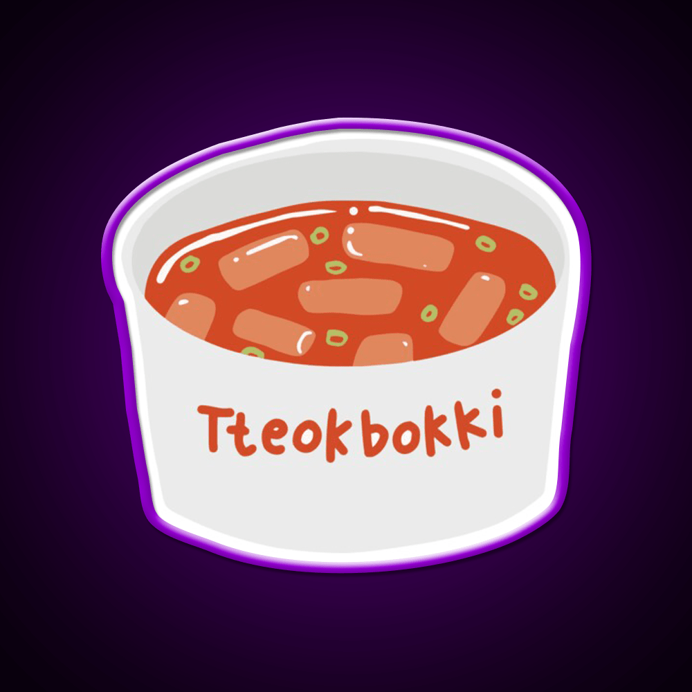Tteokbokki Korean Spicy Rice Cakes Snack Food Led Neon Sign Rgb Color - Shineneon