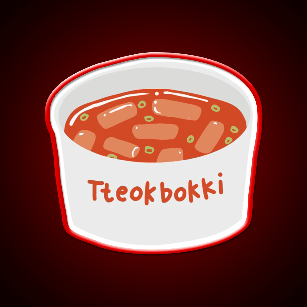 Tteokbokki Korean Spicy Rice Cakes Snack Food Led Neon Sign Rgb Color - Shineneon