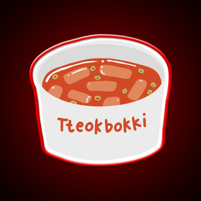 Tteokbokki Korean Spicy Rice Cakes Snack Food Led Neon Sign Rgb Color - Shineneon