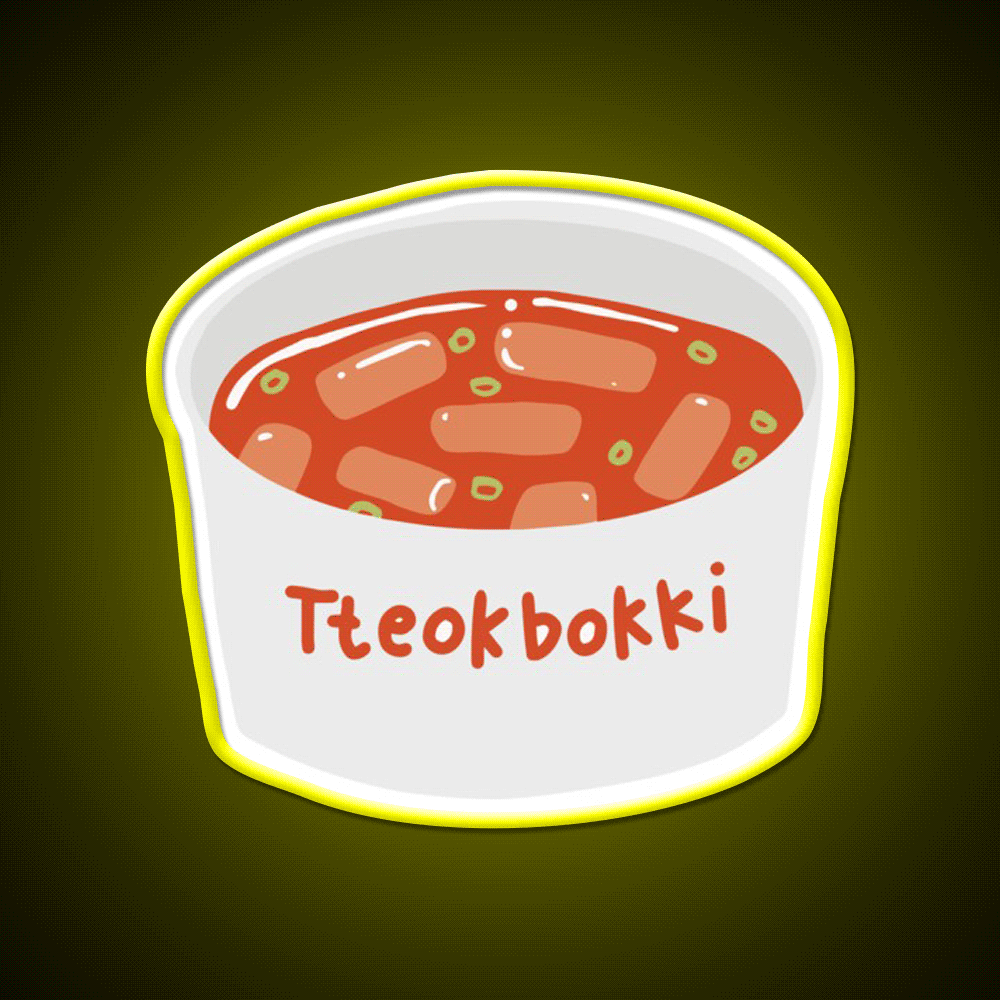 Tteokbokki Korean Spicy Rice Cakes Snack Food Led Neon Sign Rgb Color - Custom LED neon sign front view