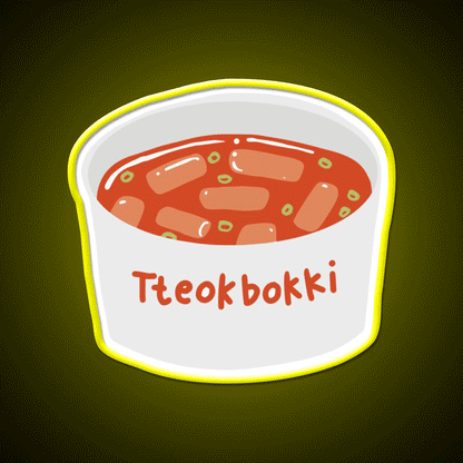 Tteokbokki Korean Spicy Rice Cakes Snack Food Led Neon Sign Rgb Color - Custom LED neon sign front view