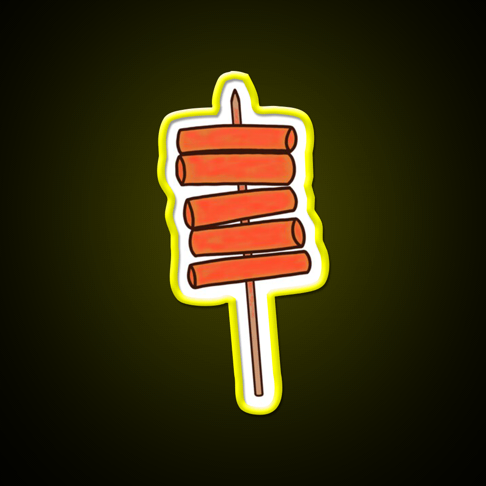 Tteokbokki Skewer Snack Food Led Neon Sign Rgb Color - Custom LED neon sign front view