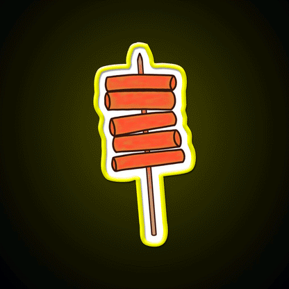 Tteokbokki Skewer Snack Food Led Neon Sign Rgb Color - Custom LED neon sign front view