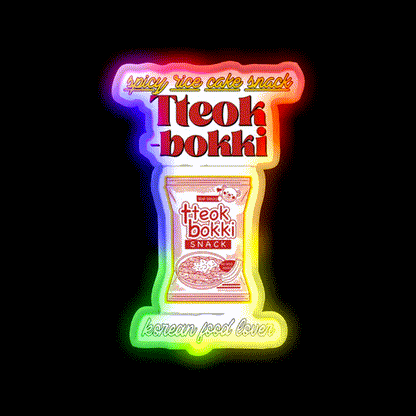 Tteokbokki Snack Food Led Neon Sign Rgb Color - LED neon sign close-up detail