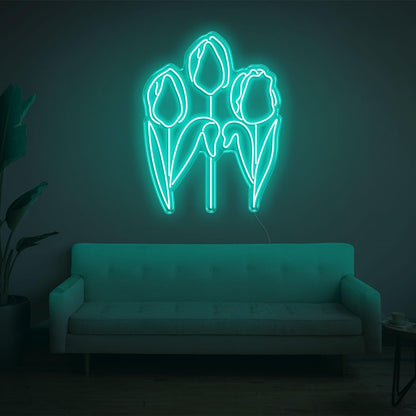 Tulip Trio Bright Green Led Neon Sign For Modern Indoor Wall Decor | Shineneon