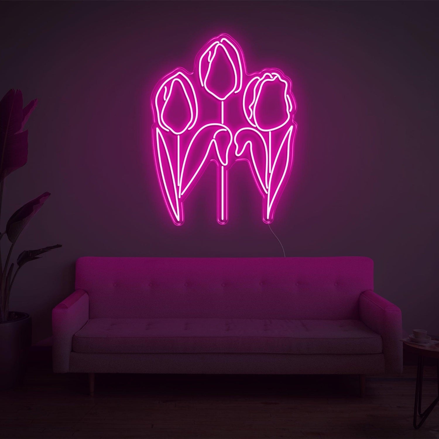 Tulip Trio Bright Green Led Neon Sign For Modern Indoor Wall Decor | Shineneon