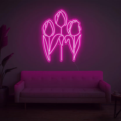 Tulip Trio Bright Green Led Neon Sign For Modern Indoor Wall Decor | Shineneon