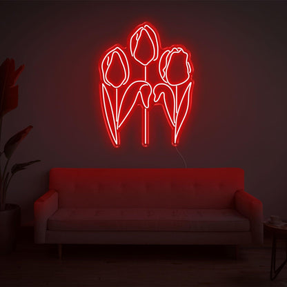 Tulip Trio Bright Green Led Neon Sign For Modern Indoor Wall Decor | Shineneon