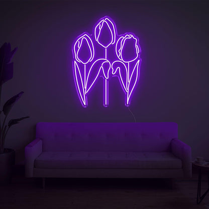 Tulip Trio Bright Green Led Neon Sign For Modern Indoor Wall Decor | Shineneon